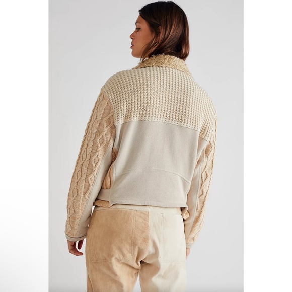 Free People Cozy Knit Mix Moto Jacket New NWT - Picture 7 of 9